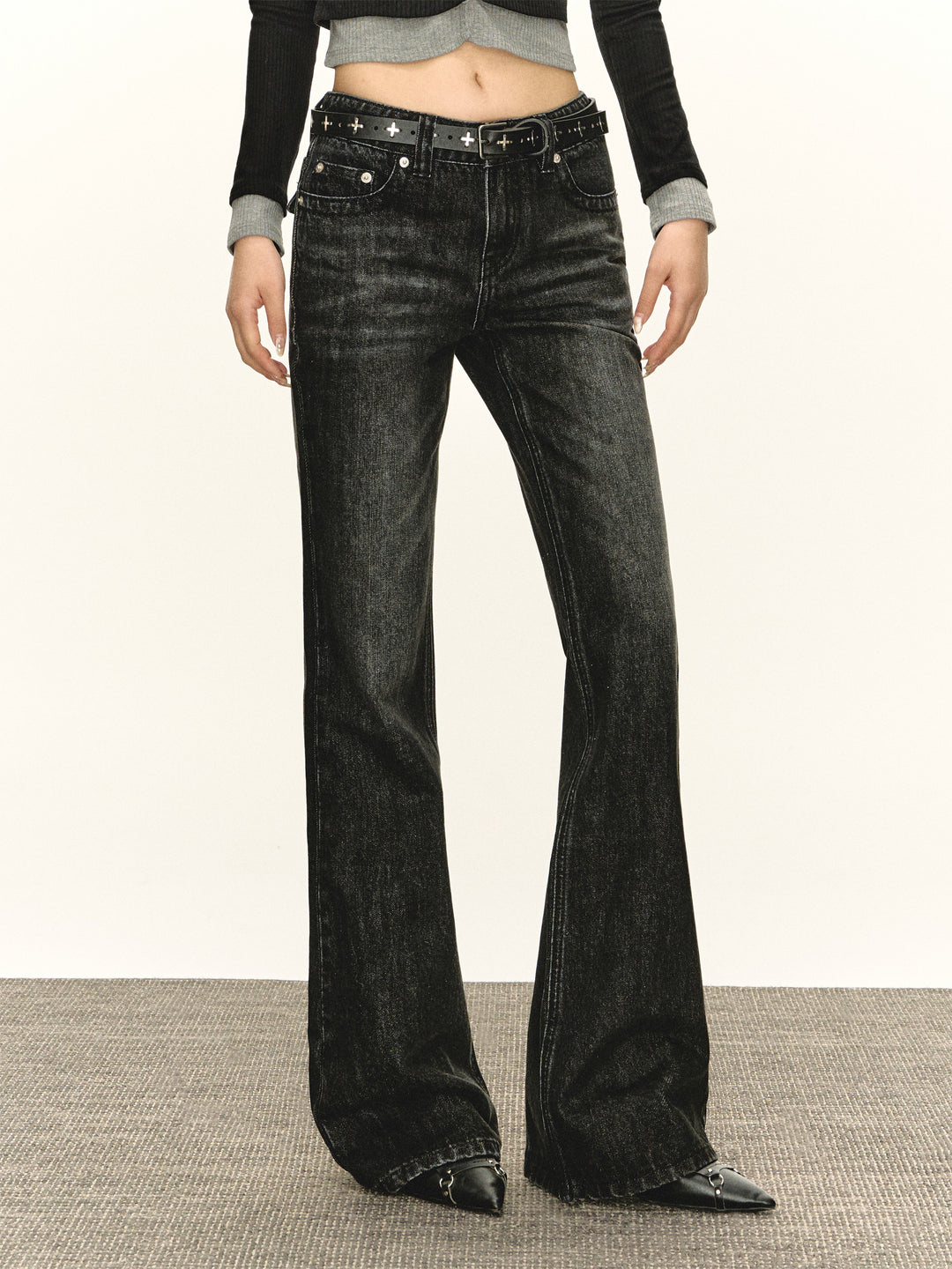 Flared Jeans with Studded Details