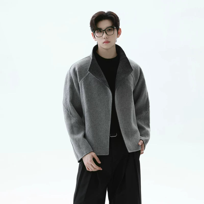 Reversible Lapel Wool Short Coat