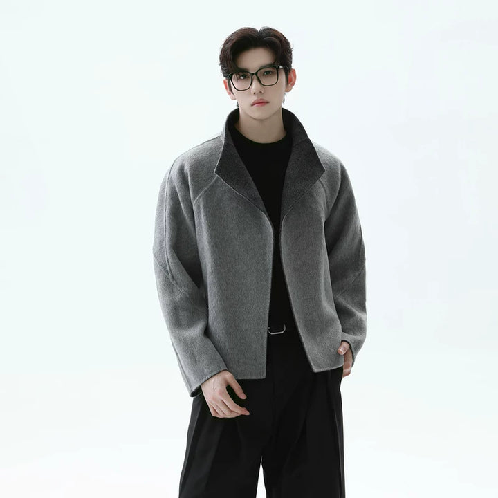Reversible Lapel Wool Short Coat