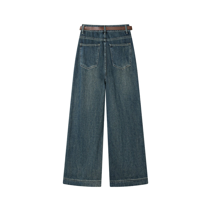 Straight Wide-Leg Distressed Jeans