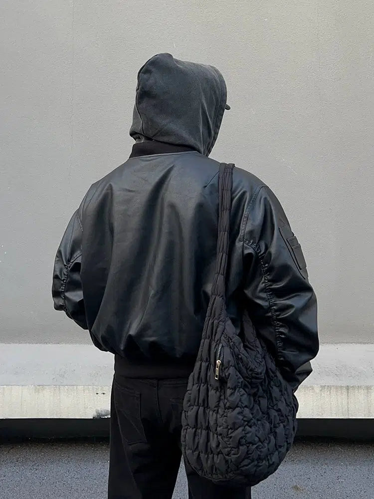 Hooded Double-Sided Leather Jacket