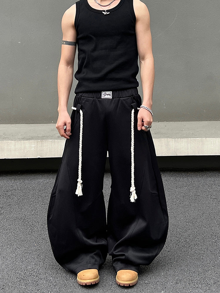 Wide-Leg Rope Sweatpants