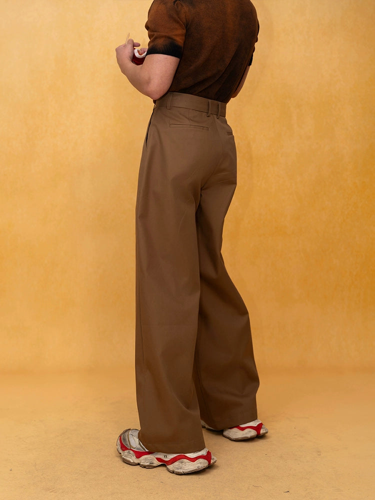 Pantalons décontractés à large jambe plissés rétro 