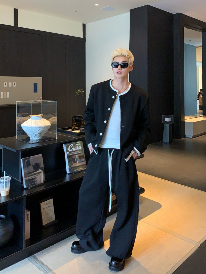 Double-Layer Collar Cardigan and Pants
