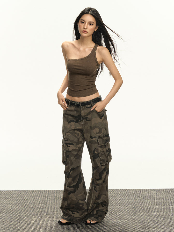 Camouflage Cargo Low Waist Pants