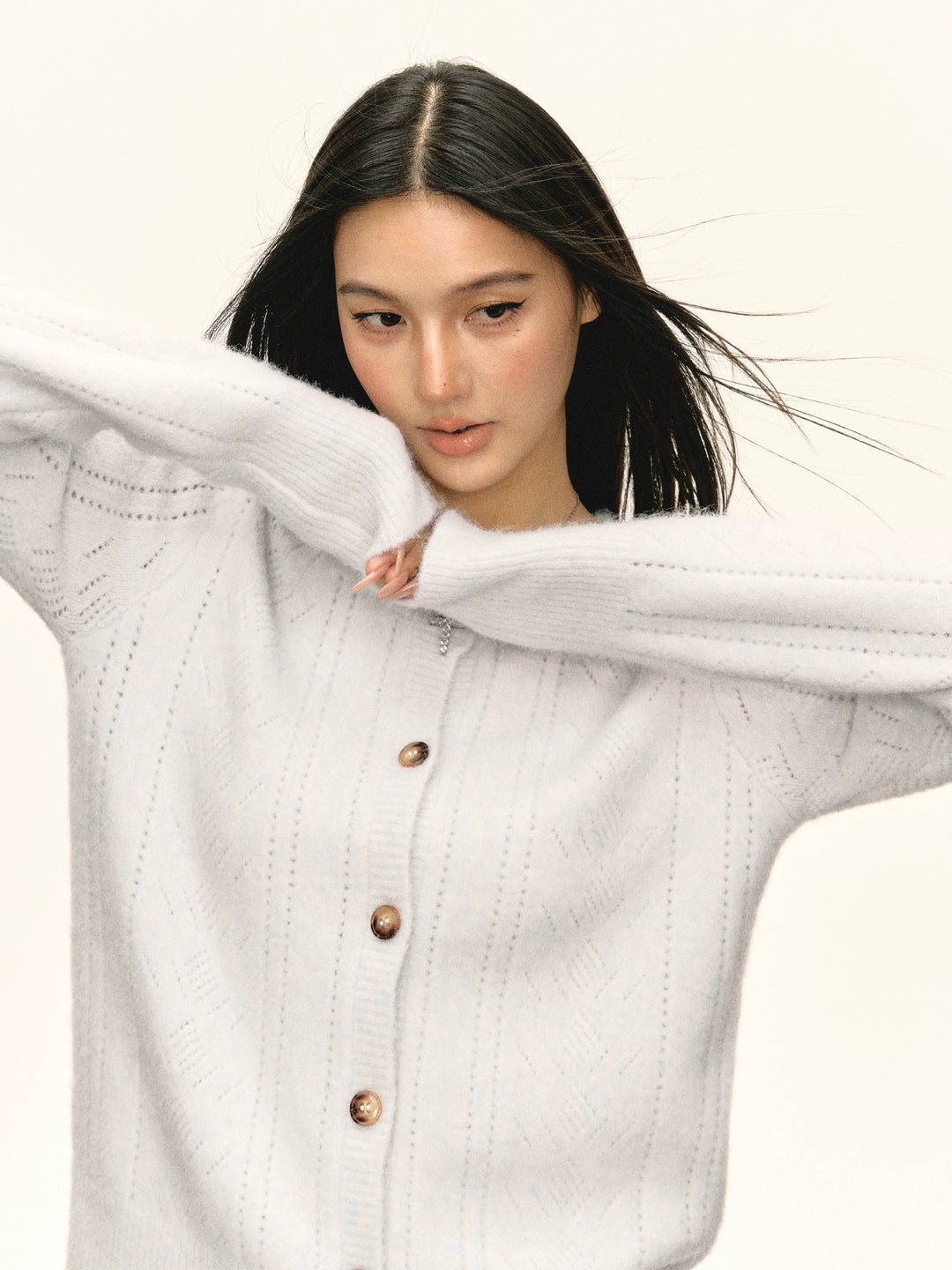 Soft Knit Button Front Sweatshirt