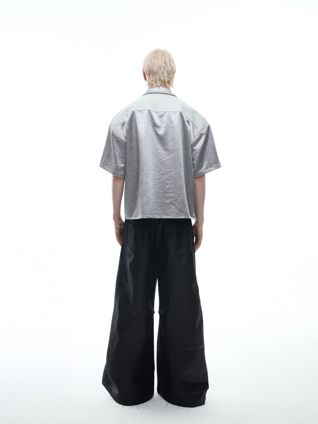 Textured Satin Short-sleeved Shirt