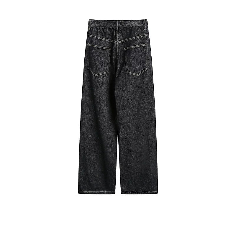 Pantalones de mezclilla anchos de pierna recta sueltos 