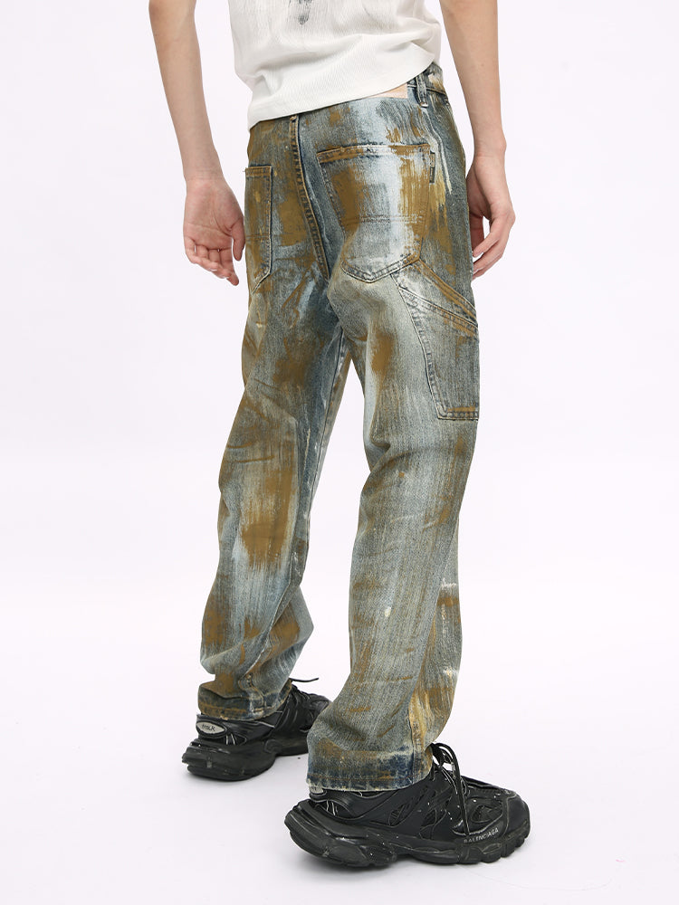 Zerrissene lockere gerade weite Hosen 