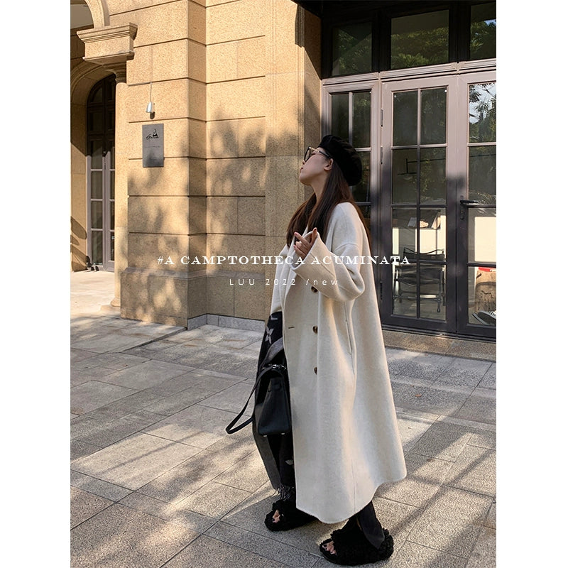 Double-Breasted Wool Mid-Length Coat