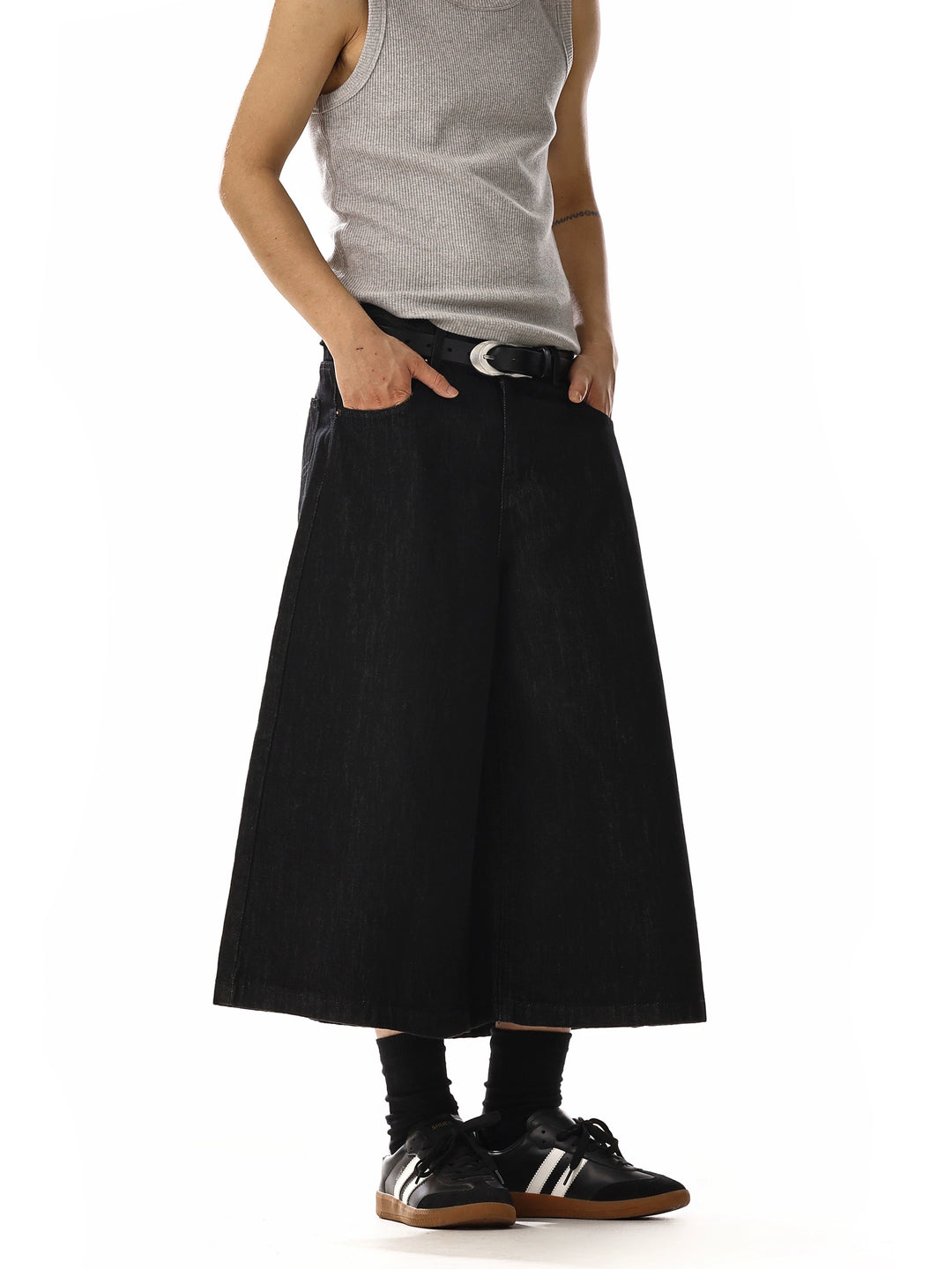 Minimalistische Losse Wijde Cropped Jeans 