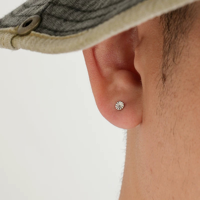 Boucles d'oreilles rondes en argent sterling S925 sculptées 