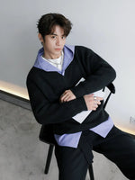 Blue Striped Patchwork Hooded Sweater