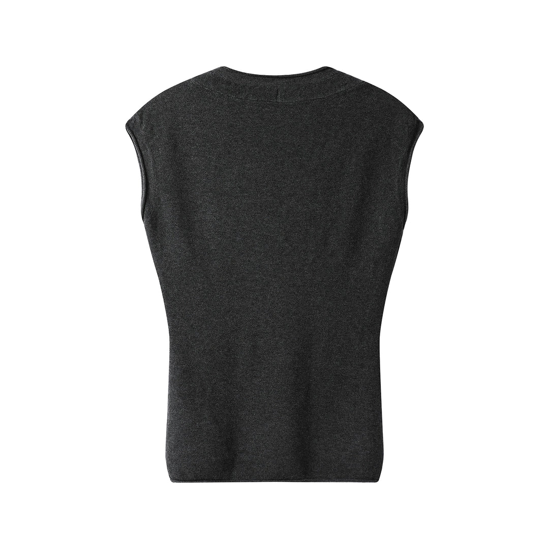 V-hals gebreide mouwloze vesttop 