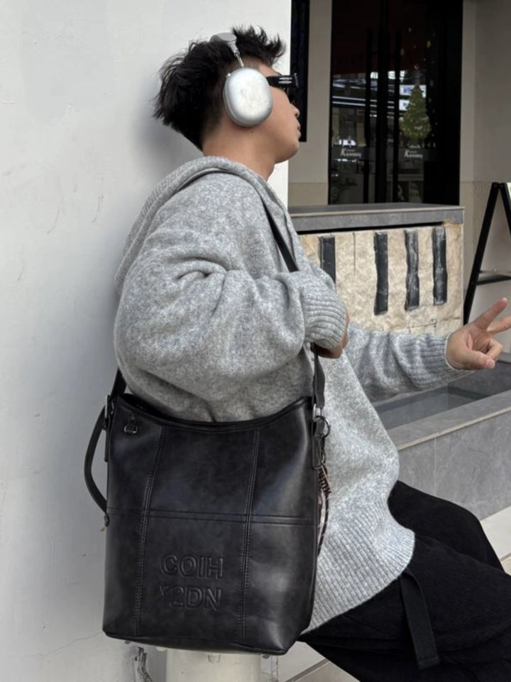 PU Leather One-Shoulder Bucket Bag