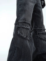 Distressed Raw Edge Straight Fit Jeans