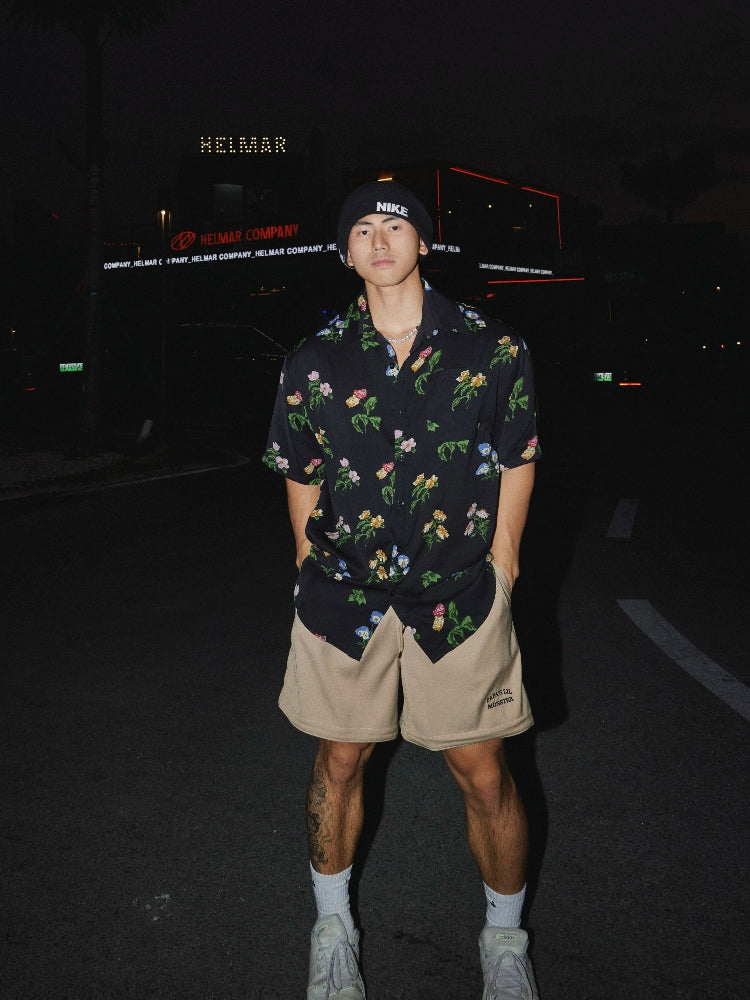 Camisa Casual de Manga Curta com Estampa Floral 