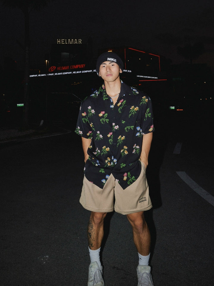 Camisa Casual de Manga Curta com Estampa Floral 