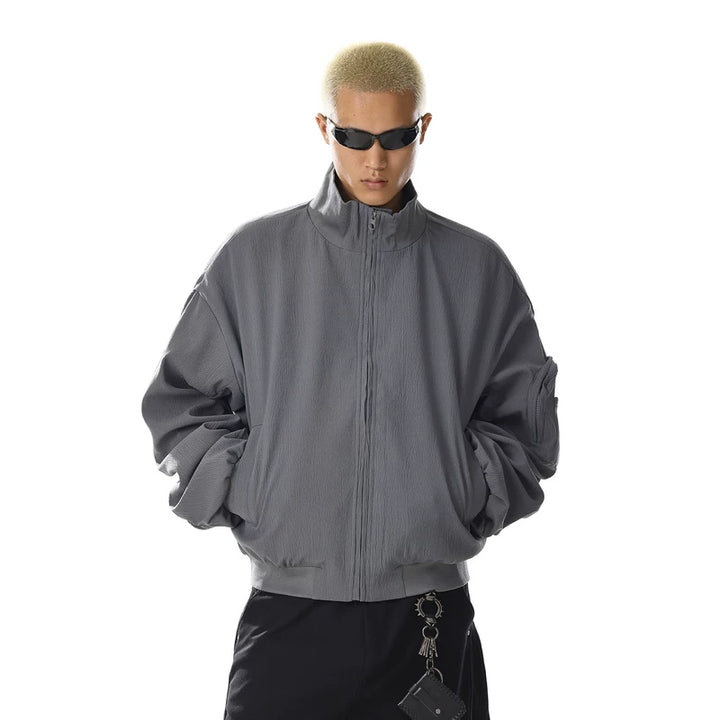 Veste surdimensionnée à col montant rétro 