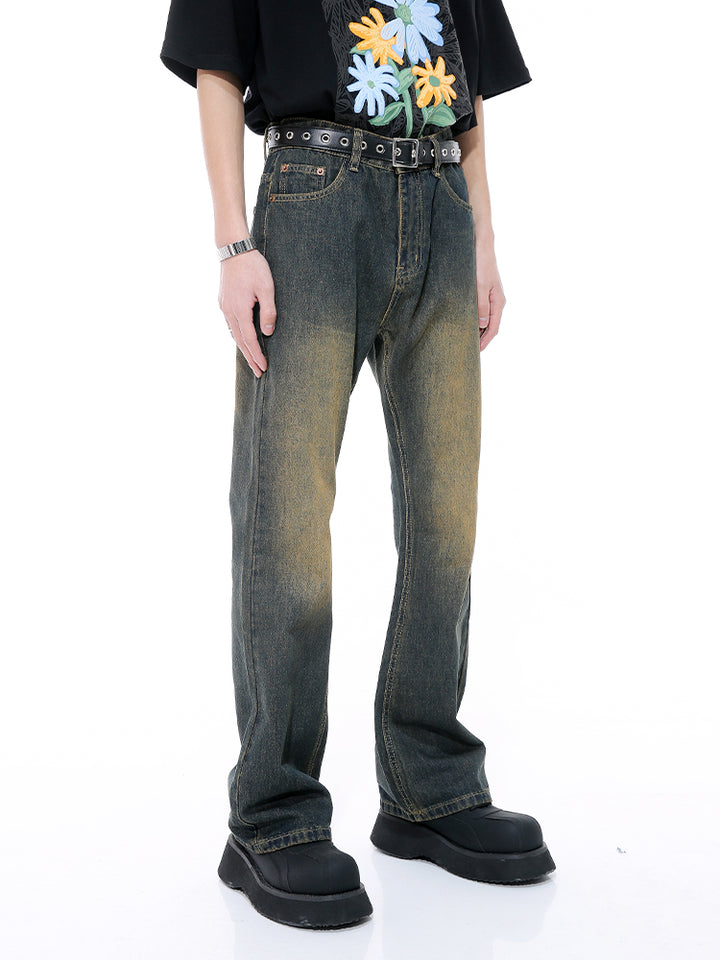 Retro Flared Distressed Mid-Waist Jeans