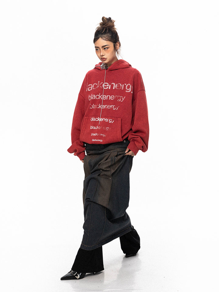 Lettering Casual Hooded Sweatshirt