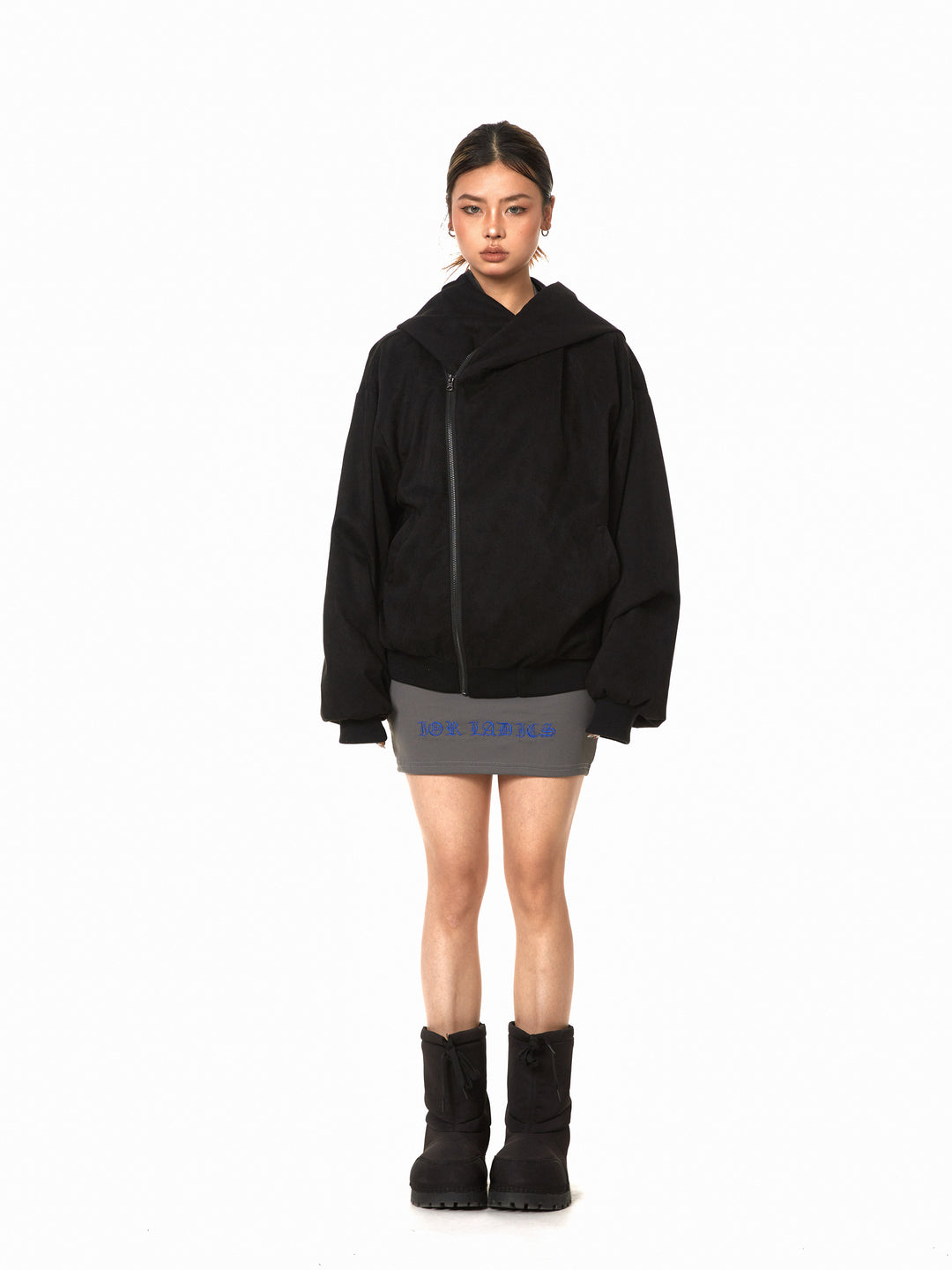 Hooded Asymmetrical Zipper Layered Jacket