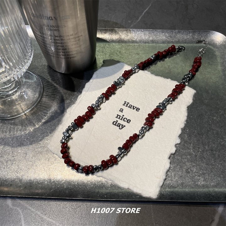 Beaded Silver Splice Necklace