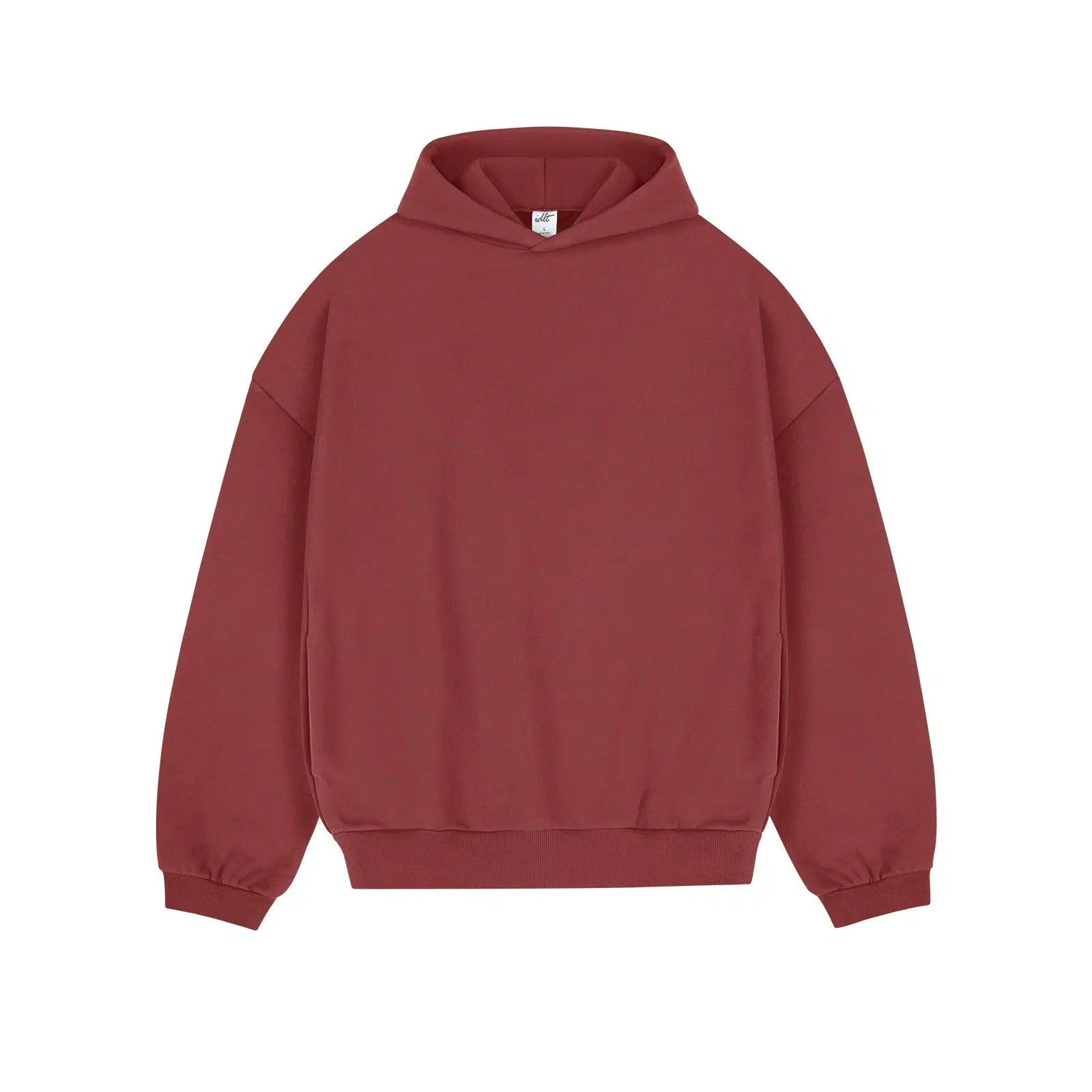 Drop Shoulder Velvet Hoodie Pullover