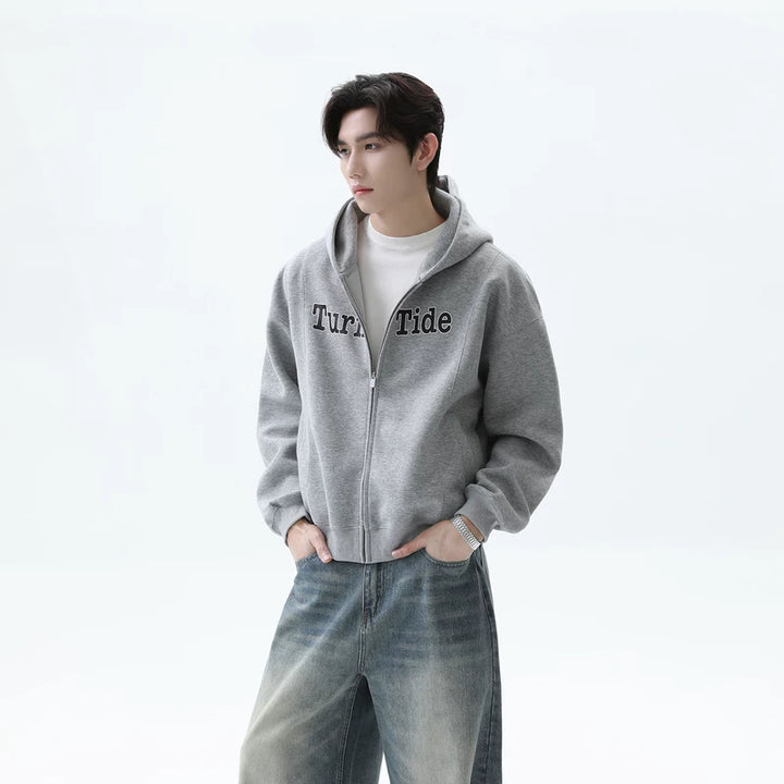 Zip-Up Hooded Sweatshirt Cardigan