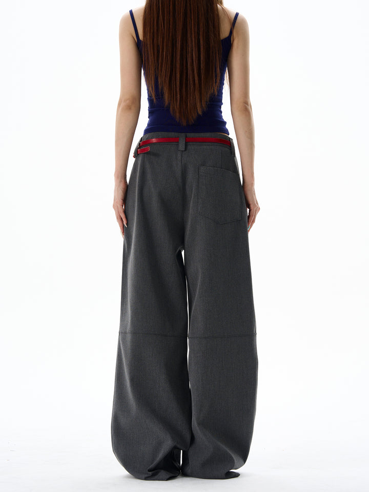 Pleated Wide Leg Straight Casual Pants