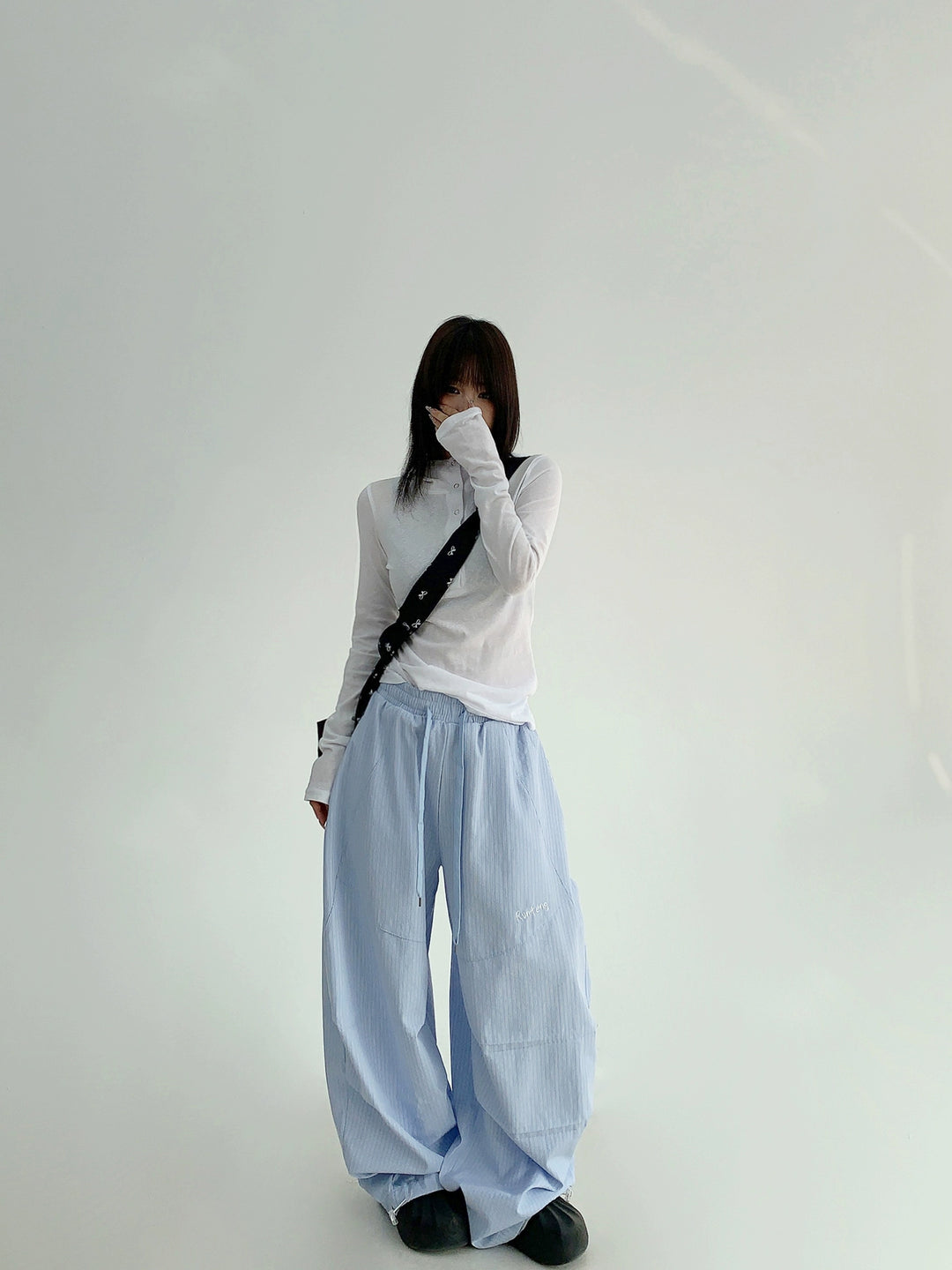 Vertical Striped Loose Wide-Leg Pants