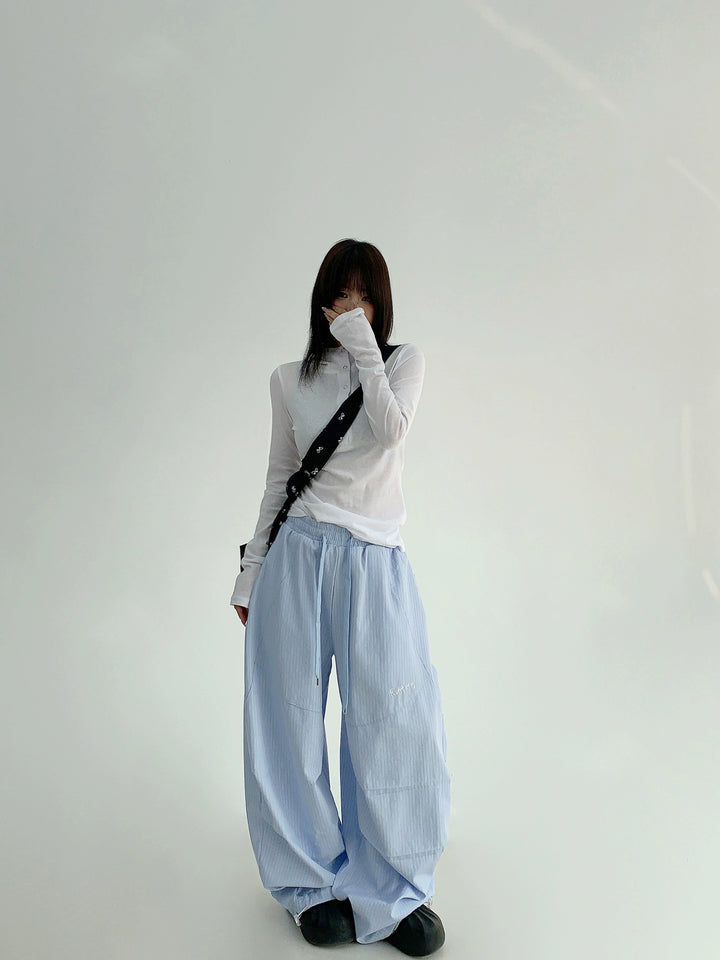 Vertical Striped Loose Wide-Leg Pants