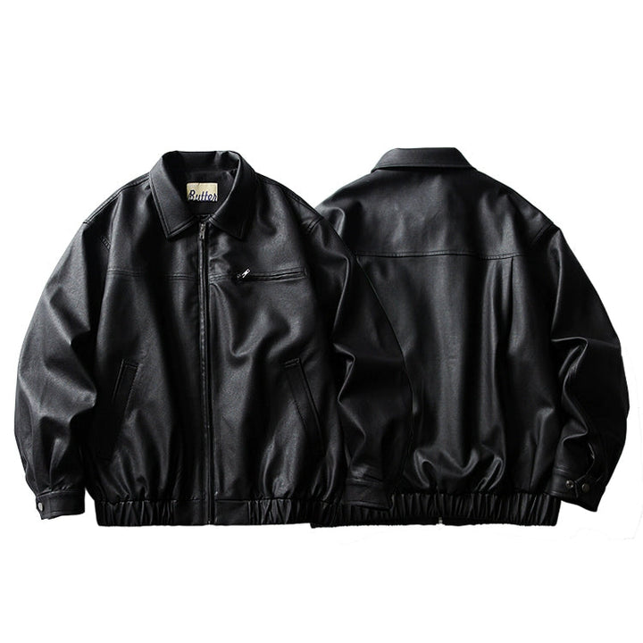 Retro Leather Zip Motorcycle Jacket