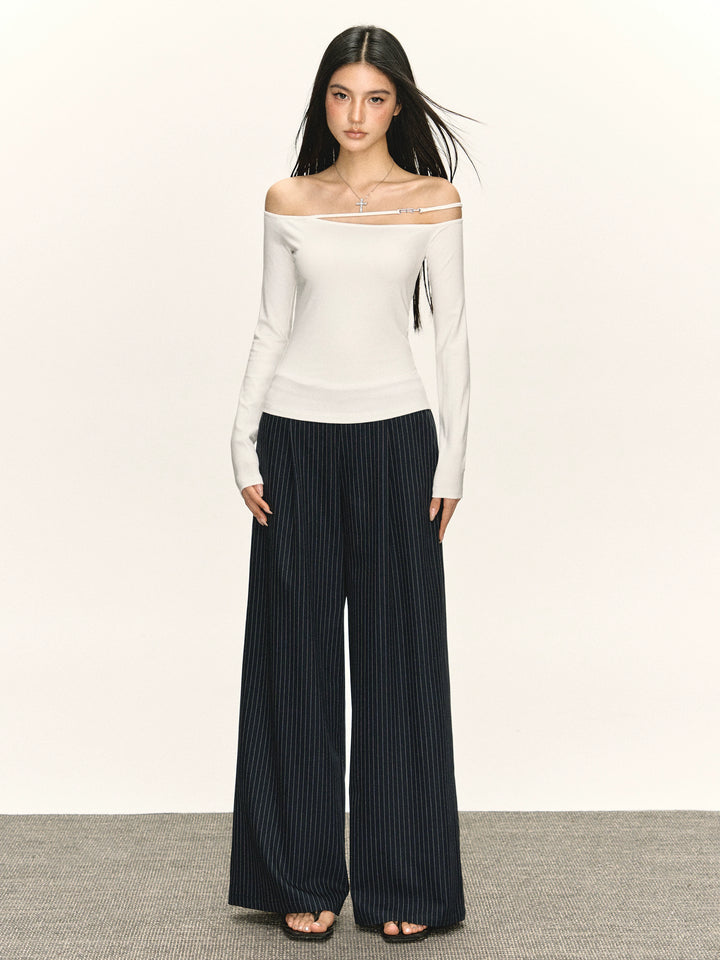 Off Shoulder Slim Fit Long Sleeve Top