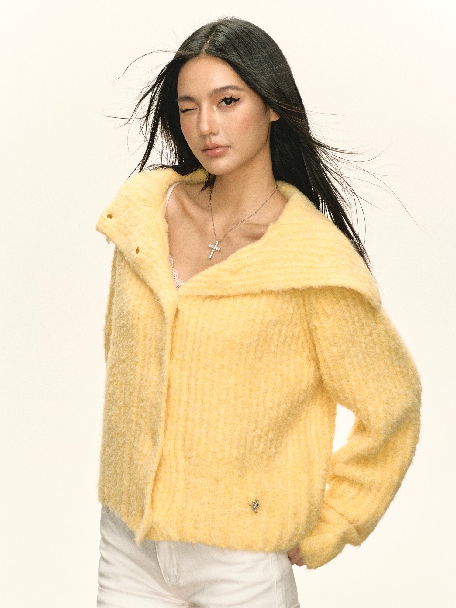 Button-Up Textured Knit Sweater