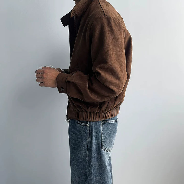 سترة دراجة نارية من جلد صناعي مزيفة بياقة مرتفعة 