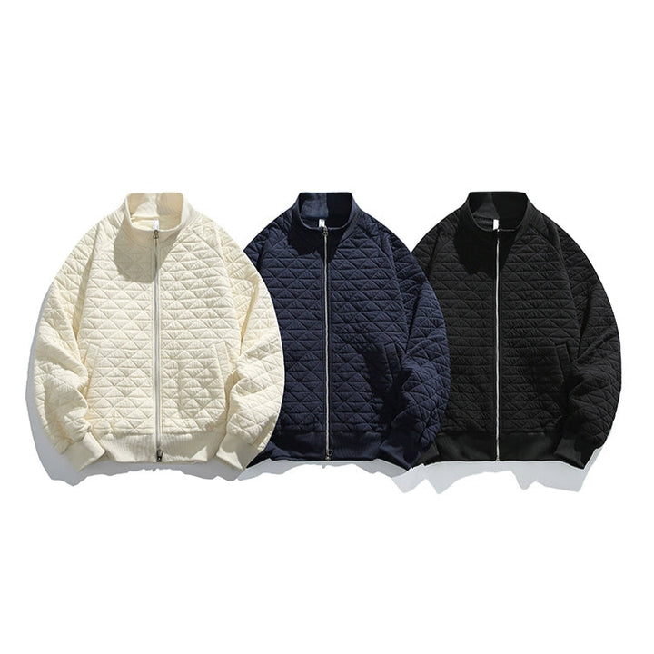 Quilted Stand Collar Zip Jacket