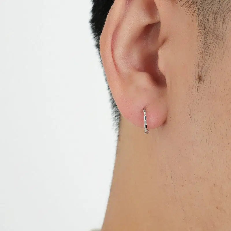 Sterling Silver Bamboo Design Hoop Earrings