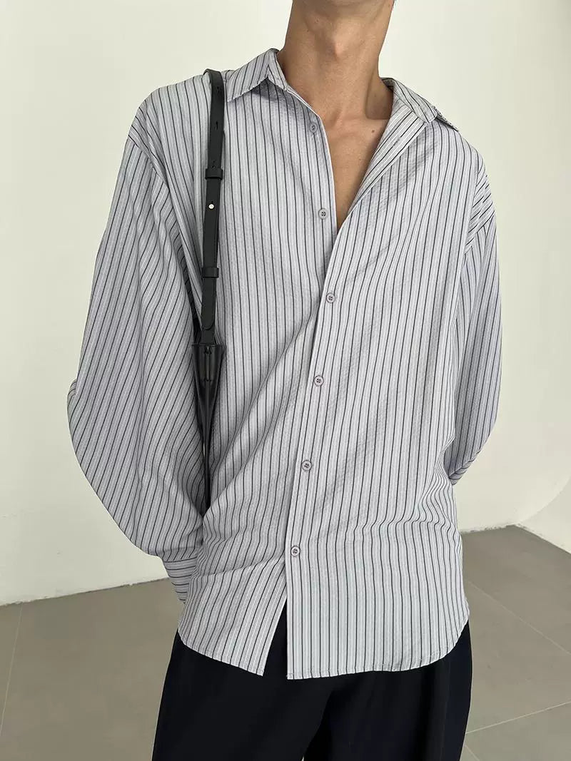 Camicia a bottoni a righe larghe, Vestibilità rilassata 