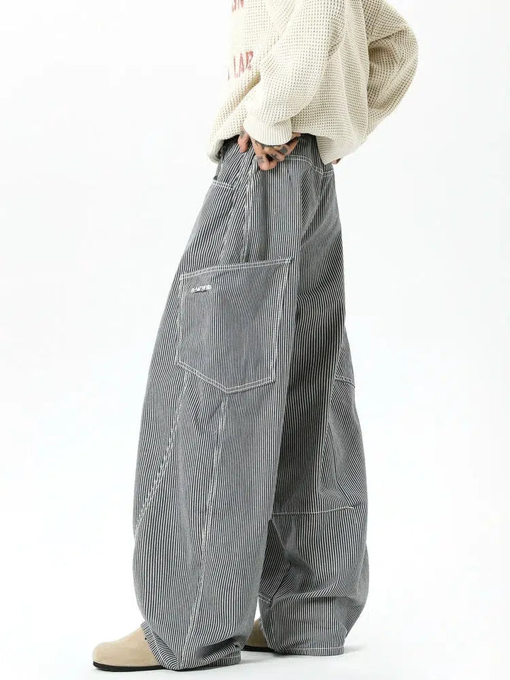 Wide-Leg Striped Pants