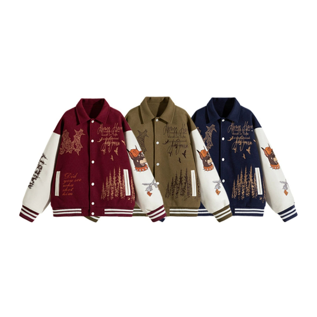 Embroidered Patchwork Baseball Jacket
