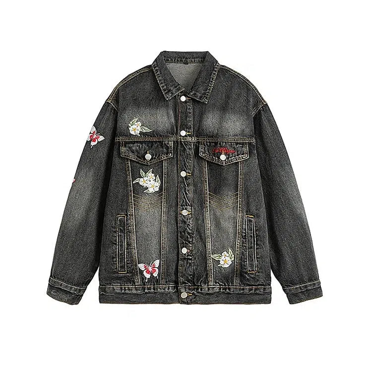 Floral Embroidery Denim Jacket