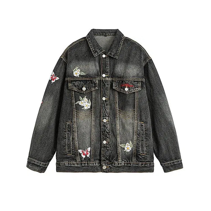 Floral Embroidery Denim Jacket