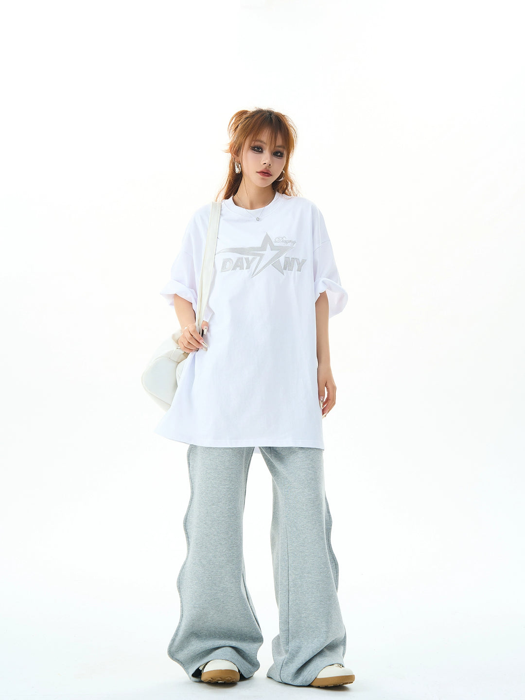 T-shirt oversized à manches courtes brodé d'étoiles 