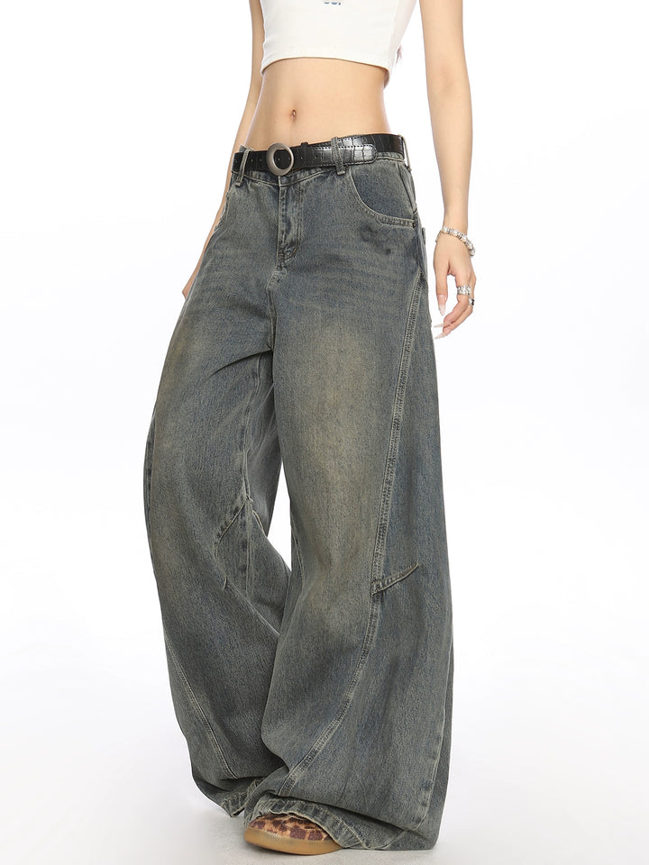 Retro slitna vida jeansbyxor 