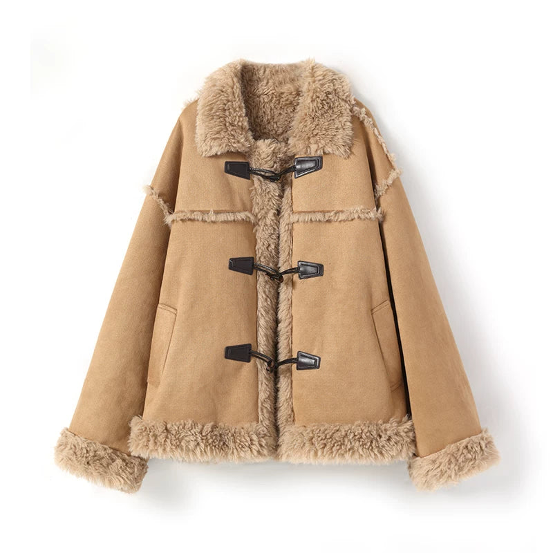 Fur-Lined Lambswool Toggle Coat