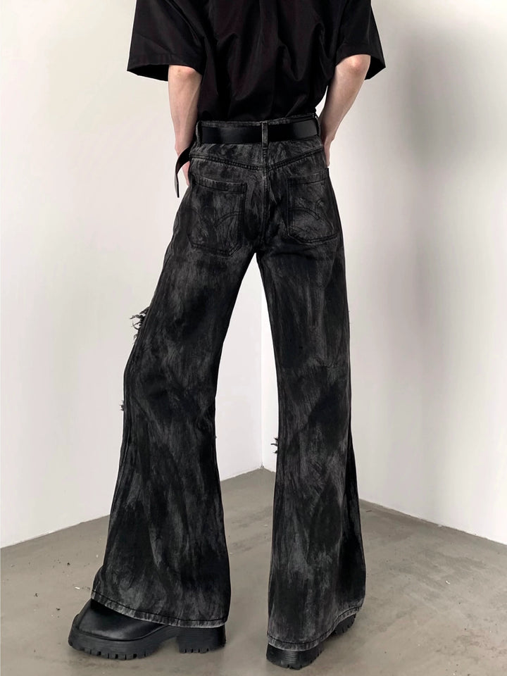 Høyt liv Micro-Flared Slitte Jeans Bukser 