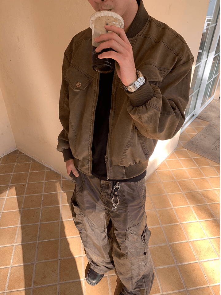 Chaqueta de trabajo retro de corte holgado 