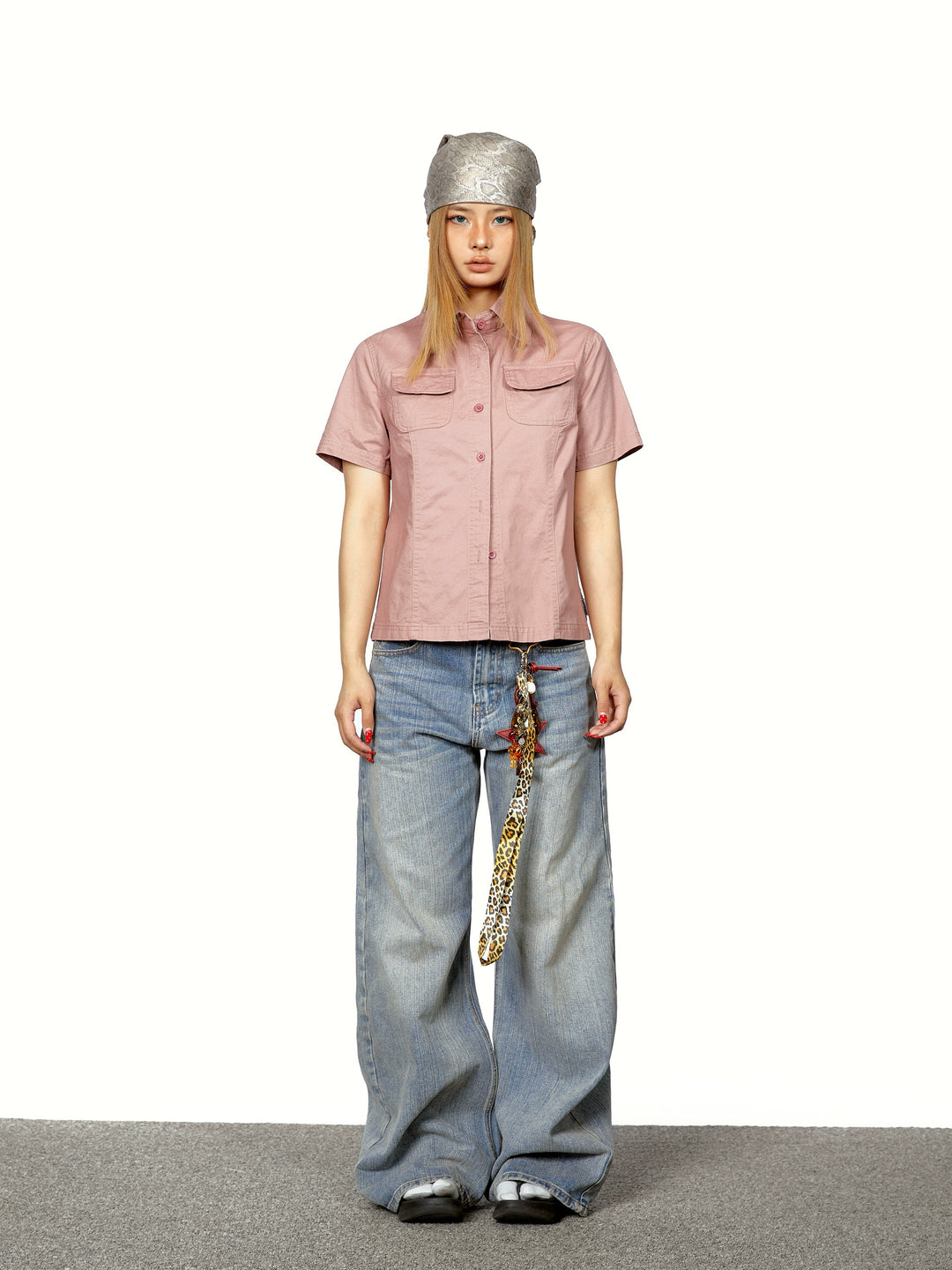 Chemise de travail en denim à manches courtes 