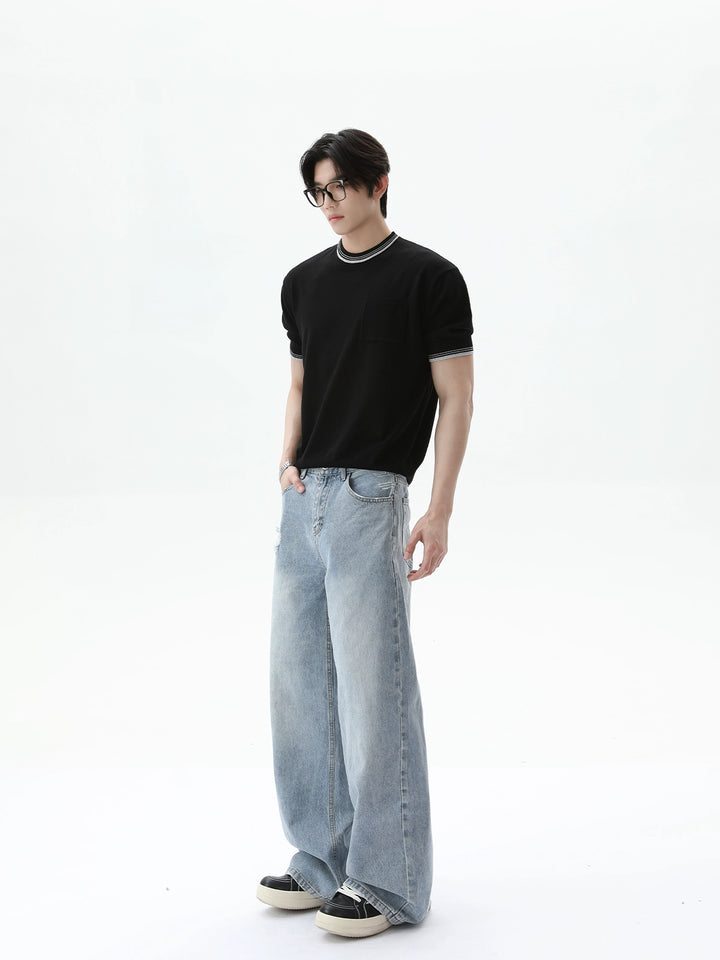 Strick Rundhals Slim Pullover Top 